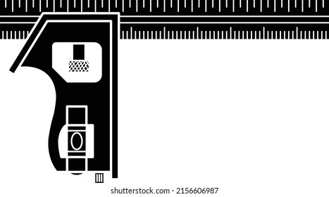 Kombinationssymbol einzeln auf weißem Hintergrund. Es dient zur Messung eines 90- oder 45-Grad-Winkels, zur Messung der Mitte eines kreisförmigen Objektes und zur Ermittlung der Tiefe oder des Abstands.
