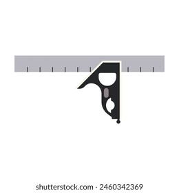 Combination Square Tool for Woodworking Precision, Flat Vector Illustration Design