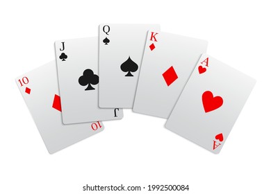 A combination of "Street" cards in a poker game. Online casino. Element for design guessing. Vector illustration isolated on white background.