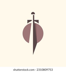 The combination sword and circle logo is suitable for gaming, security and individual logos