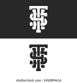 Combination three letters S, T, H logo initials monogram, set black and white overlapping intersection linear identity symbols