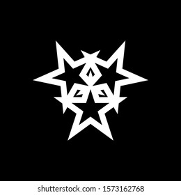 The combination of three stars forms a symbol. Flat design style, monochrome, black and white. -Vector