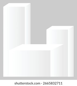 Combinación de tres plataformas blancas de podio cuboides o pantalla de Producto