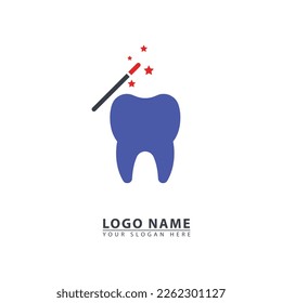 combination of tooth and magic wand logo icon vector. simple illustration style, great for teeth, healthy, magic, business, etc