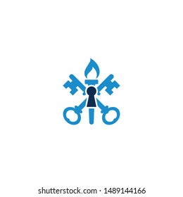 Combination of torch, key and keyhole logo design vectors