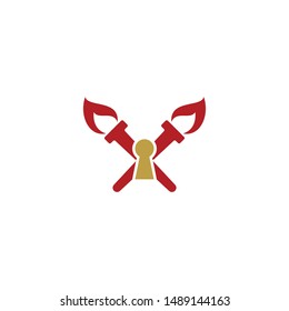 Combination of torch and keyhole logo design vectors