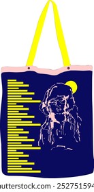 Kombination Tote Tasche und Skizze von jemandem Kapuze Gesicht. geeignet für Kleidung, Siebdruck, Kleidung, etc. - Vektorgrafik.