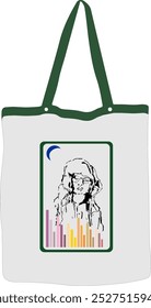 Kombination Tote Tasche und Skizze von jemandem Kapuze Gesicht. geeignet für Kleidung, Siebdruck, Kleidung, etc. - Vektorgrafik.