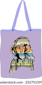 Kombination Tote Tasche und Skizze von jemandem Kapuze Gesicht. geeignet für Kleidung, Siebdruck, Kleidung, etc. - Vektorgrafik.