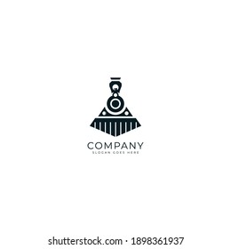 combination train and clock or alarm logo icon design with simple flat style