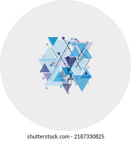 combinación de un triángulo transparente con un círculo azul claro sobre un fondo gris