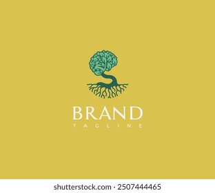 combination of tree with brain logo, unique logo, creative vector illustration