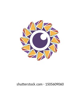 Combination of triangle and lens logo design vector