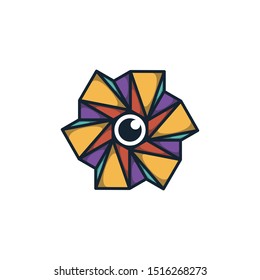 Combination of triangle and lens logo design vector