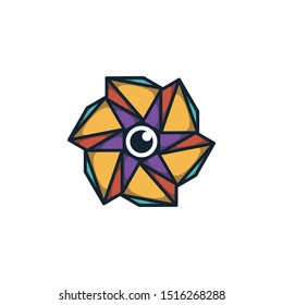 Combination of triangle and lens logo design vector