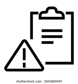 A combination of triangles, exclamation marks, and paper icons is equipped with a paper holder means it is dangerous to use certain types of paper. Monoline drawing style. Black and white color.