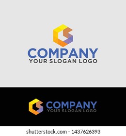 combination of triangles that form polygons with letters "C and S"