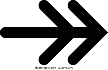 Combination of two arrows with one obtuse angle.  combined black rectangle with three arrow heads.  