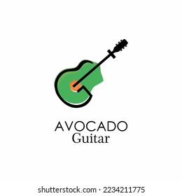 combination of two guitar and avocado objects, symbol, logo, vector