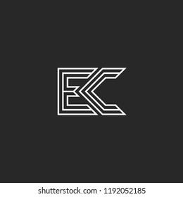 Combination two letters logo E and C, monogram initials EC or CE mark, simple style lines shape hipster emblem