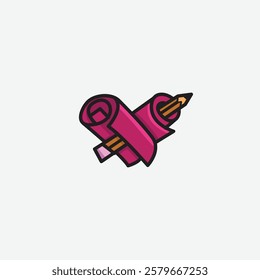 A combination of two rolls of pink paper forming a heart and a pencil piercing through the paper, this logo is perfect for a campaign related to Valentine's Day celebrations.