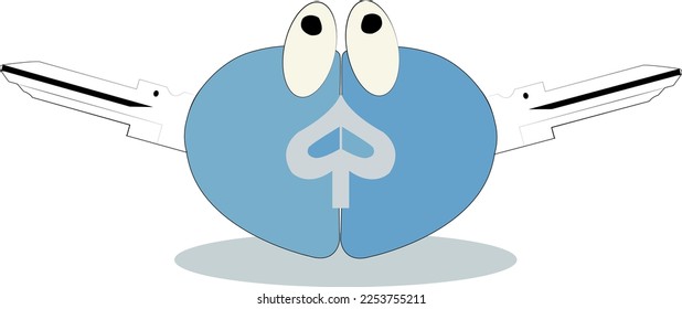 a combination of two vespa motorbike keys which become a character icon illustration