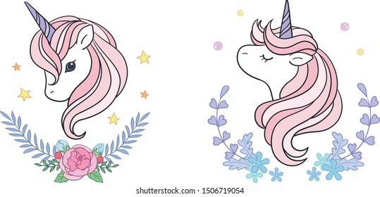 The combination of unicorn and flower, two icons