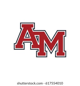 am combination of uppercase initials red black logo