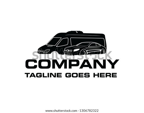 A
combination van & car logo design template. Awesome van with
car logo. Our combination van with car
logotype.
