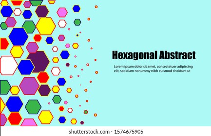 the combination of various colors in hexagonal composition and the arrangement of fonts on the edge makes the design look simple and elegant