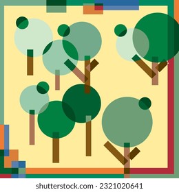 a combination of various shapes makes a tree image a vector stock background
