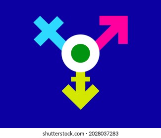 combination of venus, mars, and mars-stroke in one circle. as as symbol of transgender alt.