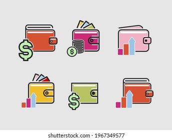 combination of wallet, graphics and money