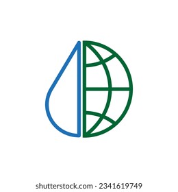 Combination of a water drop and earth icon. Vector illustration. Eps 10.
