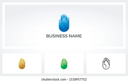Combination Of Water Drop And Hand Logo Design