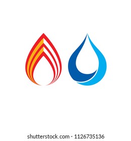 Combination of water and fire elements abstract logo, nature power.