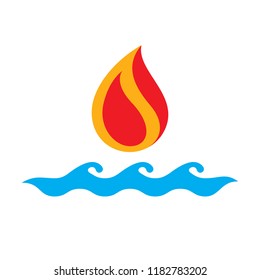 Combination of water and fire elements abstract logo, nature power.