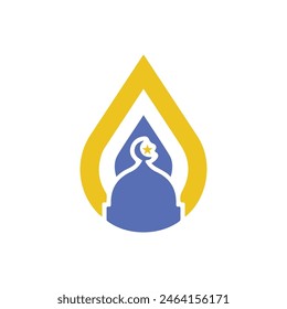 La combinación del logotipo del agua y la cúpula de la mezquita se puede utilizar para las necesidades de aquellos de ustedes que quieren abrir un negocio de venta de agua embotellada islámica