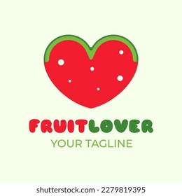 Combination of Watermelon artwork and heart shape. Suitable for fruit store logo inspiration.