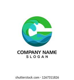 Combination of Wave with Letter G for Logo template or Graphic Resource