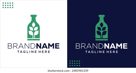 combination of wine bottle logo design with Tree, negative space logo, Design Inspiration, Illustration, Vector
