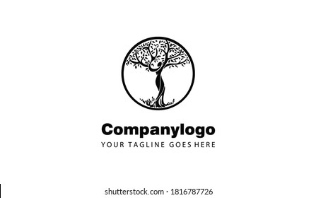 Combination woman and tree for logo design
