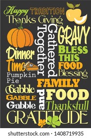 combination words of thanks giving day in typography way