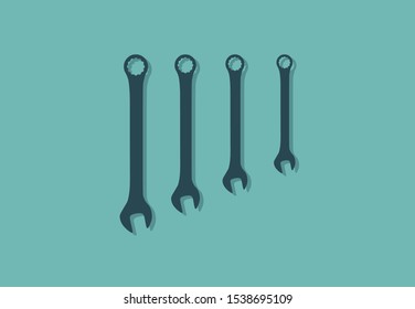 Combination Wrench set, vector illustration icon