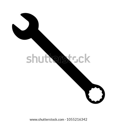 Combination wrench / spanner with open box or ring end flat vector icon for apps and websites