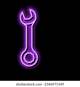 combination wrench tool neon light sign vector. combination wrench tool illustration