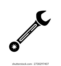 Combination wrench tool silhouette vector icon