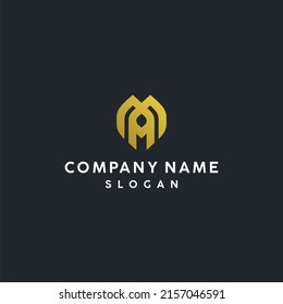 Combinations from letter m logo that looks luxurious with gold color gradient