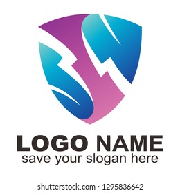 Combinations thunder,letters S and shields logo - Vector