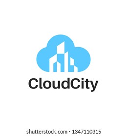Combine cloud and city. Suitable for technology company. Cloud City logo design. 